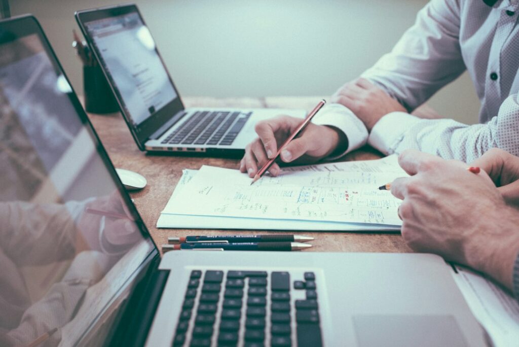 Business professionals planning a digital marketing consultation